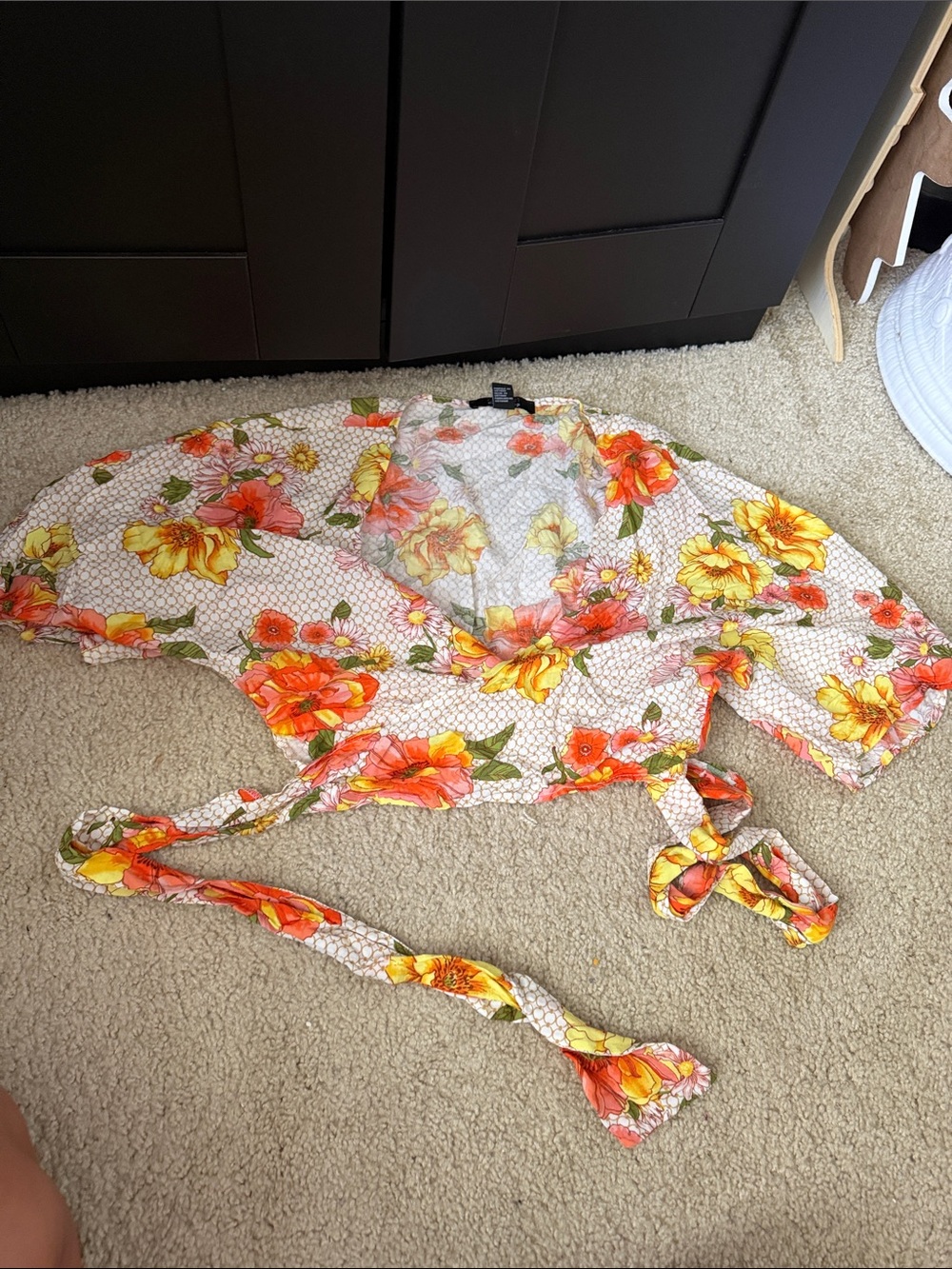 Forever 21 Floral Wrap Hair Scarf in Orange and Yellow